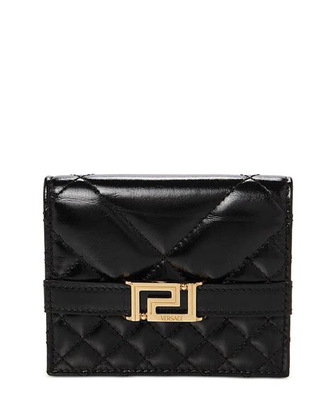 Versace Greca Goddess Quilted Leather Bifold Wallet 